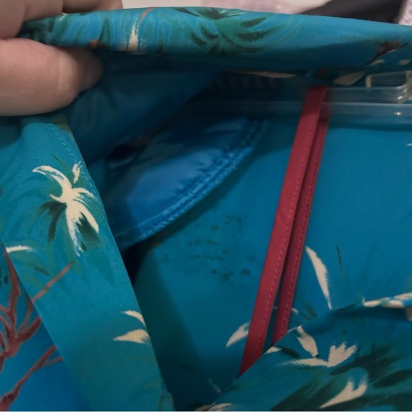 Vintage Leslie Fay Tropical Palm Tree Print Long Sleeve Shirt Dress Duster 16P - Picture 8 of 13